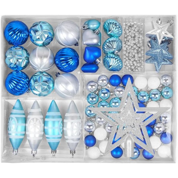 Boules de Noël Bleu/Argenté, Décorations d'arbre De Noël 73