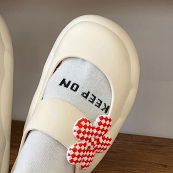 Sandaler med bred rem, mjuk tjock sula, söt mode sommar duschtofflor för inomhus utomhus vit med röd grön blomma 38 39