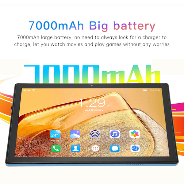 10-tums surfplatta för Android 11 6G 256G 5G WIFI Octa Core-processor Främre 1600W Bakre 3200W 4G Samtalssurfplatta EU-kontakt 100–240V Blå EU-kontakt