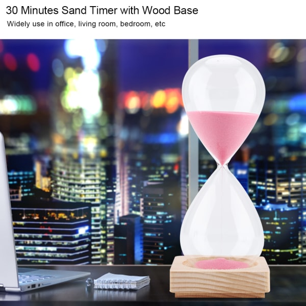 Färgglad sandtimer med träbas 30 minuters klocka timglas
