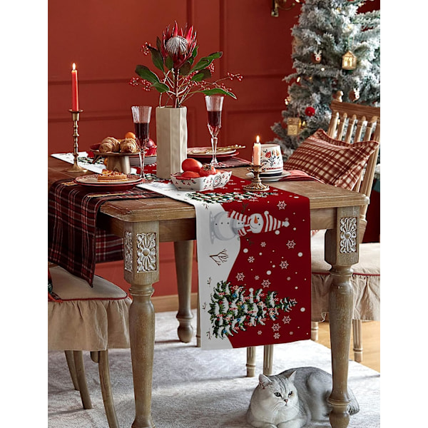 Christmas Table Runner, Christmas Snowflake Elk Rustic Table