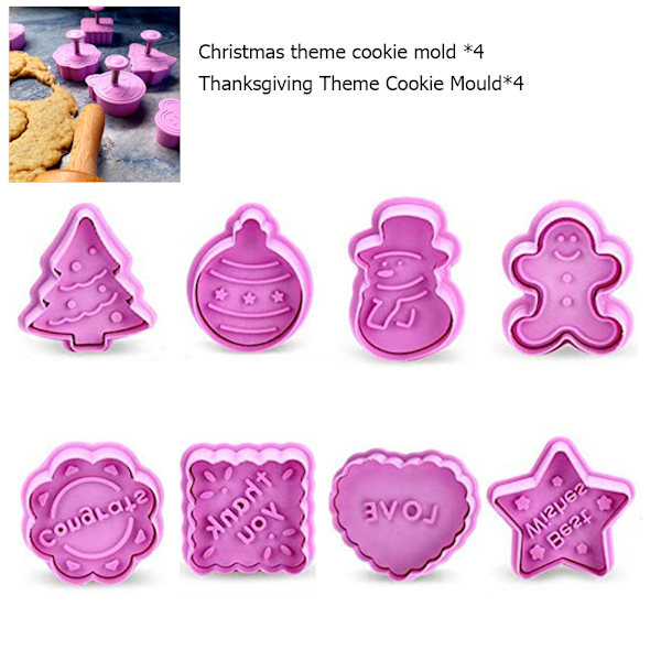 8PCS Fjäderform Jul Thanksgiving Kex Skärare Bakning