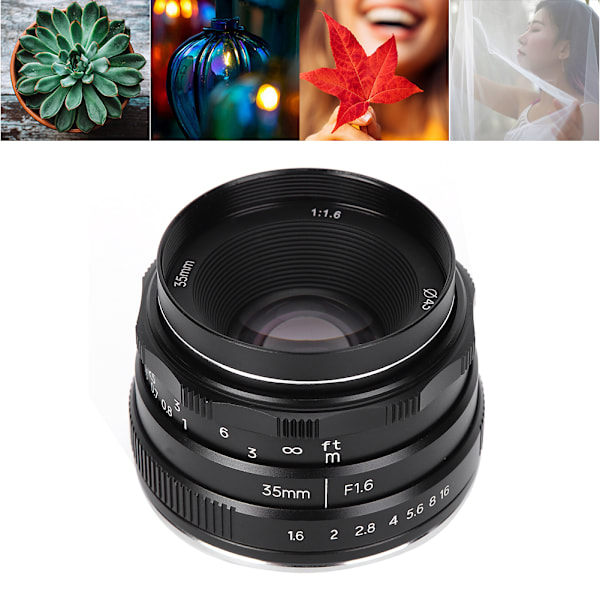 NEWYI 35MM F1.6 för M4/3-fattning Stor Bländare Objektiv för GH3/GH4/Olympus E‑M5 Mark II Kamerahus