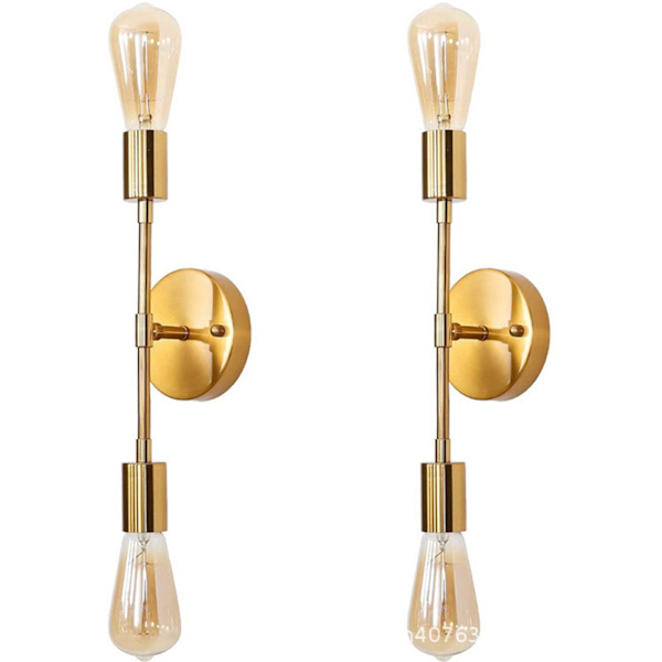 2 st badrumsvägglampa metall badrum fåfänga vägglampa för E26 lamphuvud omklädningsrum vardagsrum restaurang guld