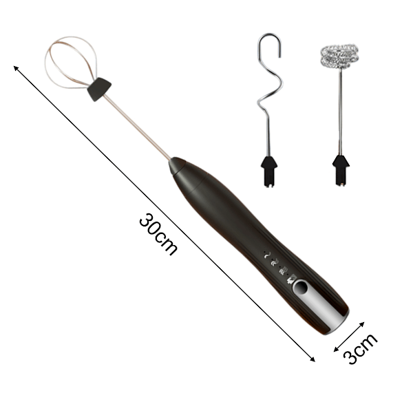 Dubbel Visp Mjölkskummare Handhållen USB-C Uppladdningsbar Elektrisk Dryckesmixer, 3 Hastigheter Justerbar Kaffeskummare Dryckesvisp för Lattes, Matcha, Varm Black