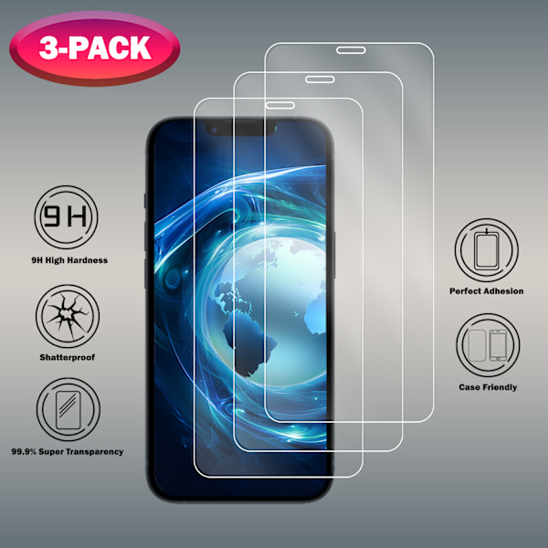 3-Pack Härdat Glas för iPhone XR 9H