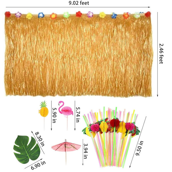 Hawaiian Party Decorations Set with Grass Table Skirt Hawaiian