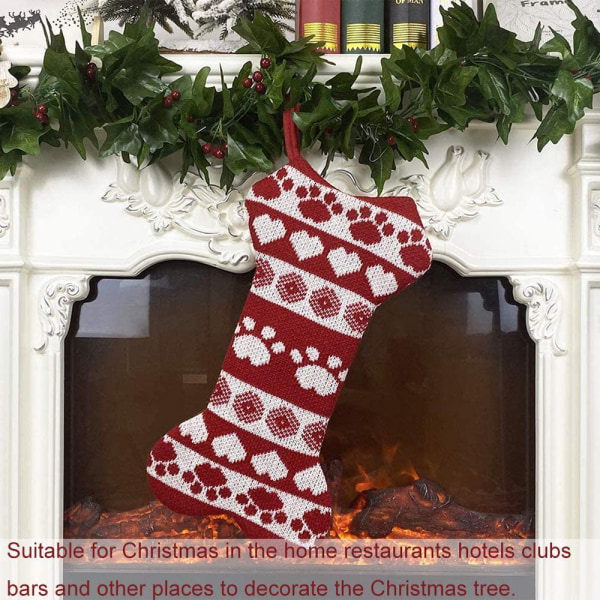 Christmas Decoration Socks Pendant Gift Bag Red Knit Dog