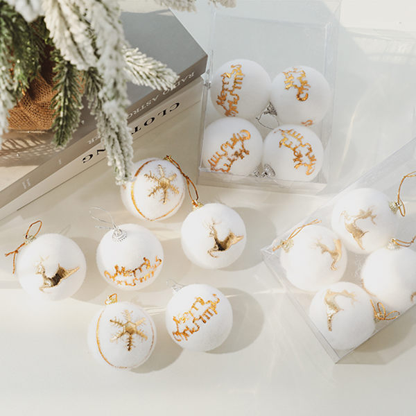 Christmas Baubles Foam 6cm x 6 with Gold Glitter Christmas
