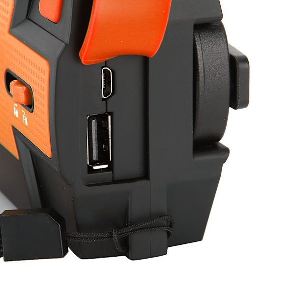 MD‑090P Solardriven Vevradio Ficklampa Alarm USB-laddning FM/AM/NOAA Vågband Orange US Version