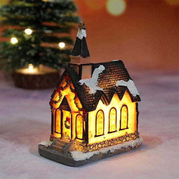 Maison de Noël Cottage en résine lumineuse exquise, maisons