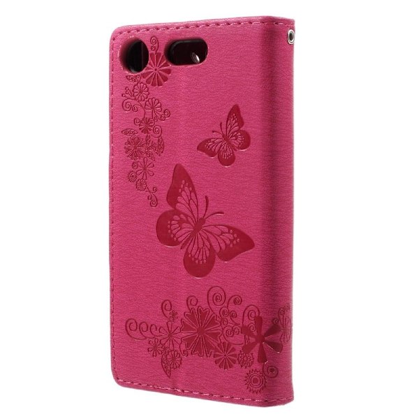 Butterfly läder Sony Xperia XZ1 Compact fodral - Rosa Rosa