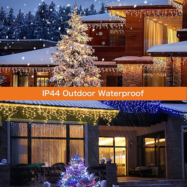 32.8ft 400 LED Icicle String Lights, 8 Modes Waterproof Icicle