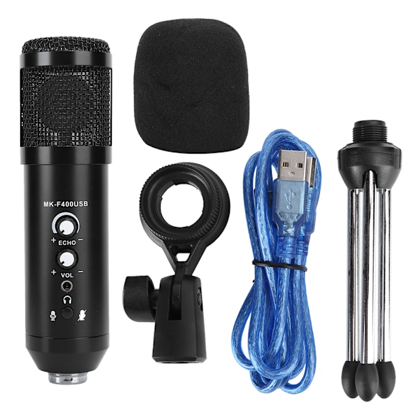 Professionell Kapacitans USB-Mikrofon Inspelning Mini Portabelt MIC-Set Plug and Play