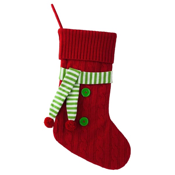 Christmas Stocking Knitted with Scarf Large Xmas Tree Family