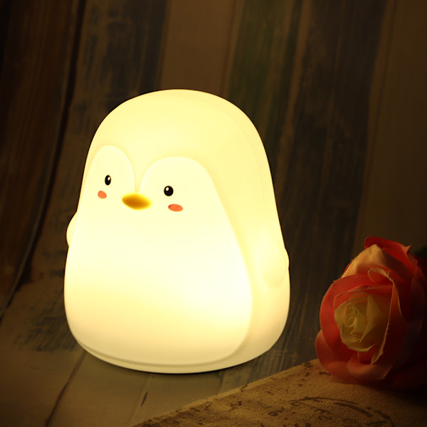 Silikon färgglad söt pingvin USB laddning LED nattlampa