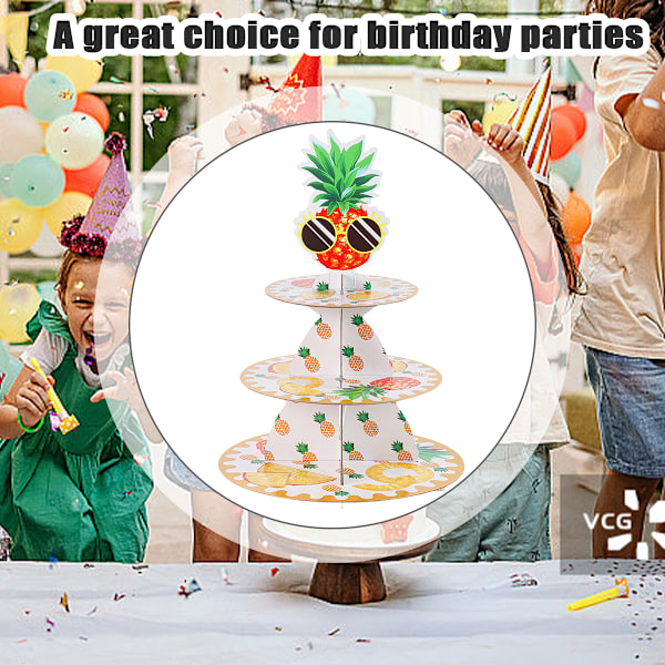 Party Cupcake Ställ Dekorationer 3 Vånings Tema Tårthållare Party Dessertställ Torn för Barn Kontor Klassrum Strand Födelsedagsfest Baby Shower Style 3