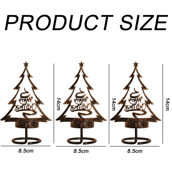3 Pack Christmas Tealight Candle Holders, Metal Christmas Tree