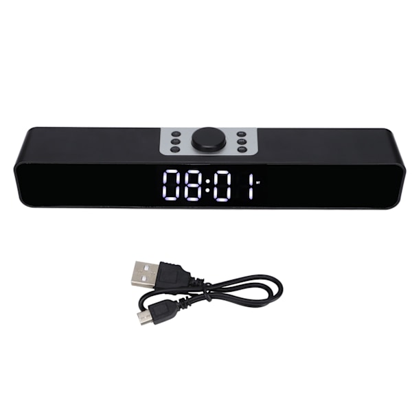 G12 Trådlös Bluetooth Klockradio med LED-Spegeldesign Multifunktionell Soundbar för PC Svart