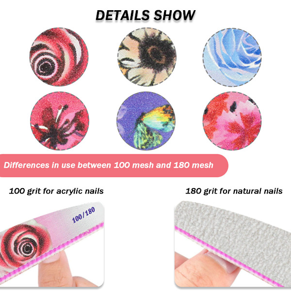 6 st nagelfil återanvändbar 100/180 grit dubbelsidig manikyr