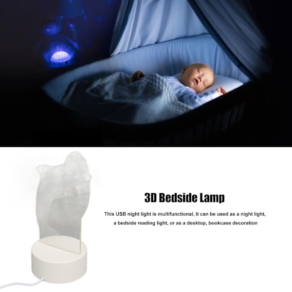 3D Innovativ Nattlampa USB Skrivbordslampa Sänglampa för Vardagsrum Sovrum Delfin