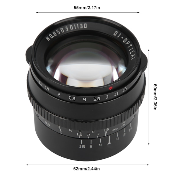50mm F1.2 M43 Mount Objektiv med Stor Bländare för GH5/GM10/GX8/GF9 Spegellös Kamera