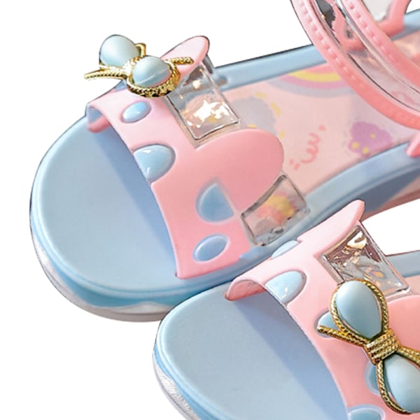 Flicksandaler Halkfria Mjuka Sula Platta Skor Godisfärg Rosett Sandaler Sommar Prinsessa Strandskor Rosa 29 Inre Längd 18 cm