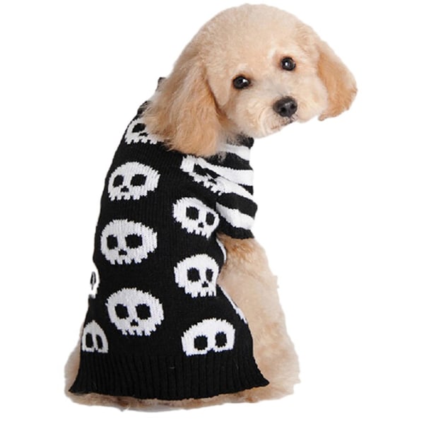 Höstvinter varm hundtröja Skull Halloween Pet Sweater