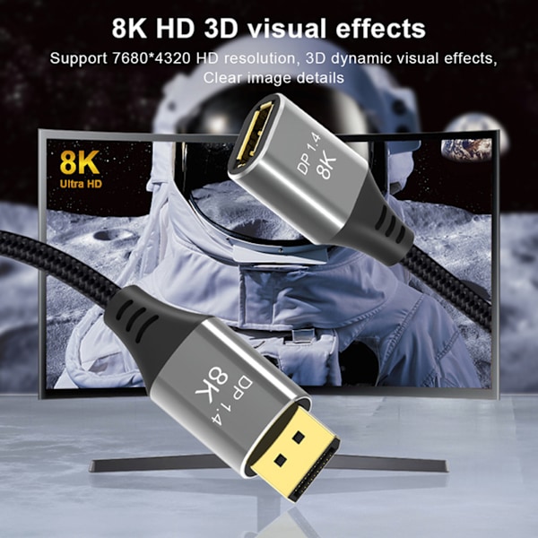 1,5 m Förlängningssladd Datorskärm 8K och 60Hz 4K och 144Hz Högupplöst Videokabel
