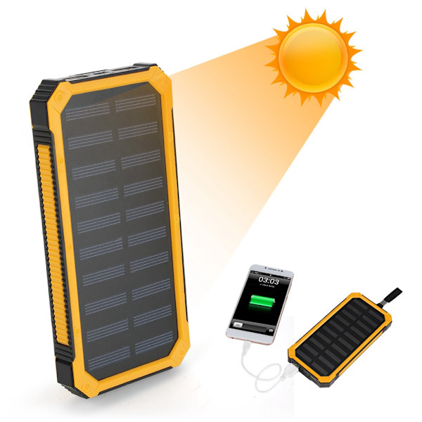 20000mAh Bärbar Solenergi Powerbank Extern Batteri
