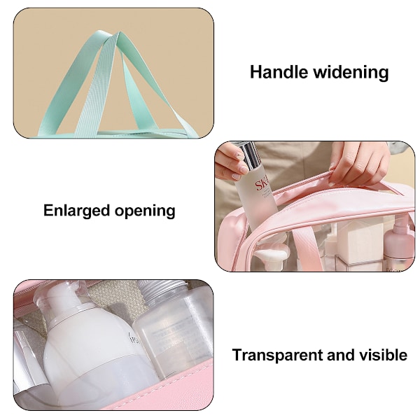 3-delars set portabel transparent vattentät multifunktionell förvaringsväska rutig dam tvättväska Light blue