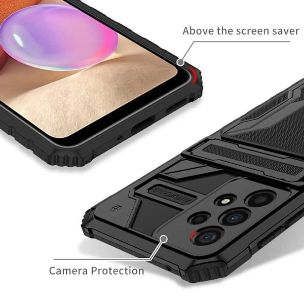 Samsung A13 4G Stöttåligt Skal Kickstand & Kortfack ThinArmor V3 Svart