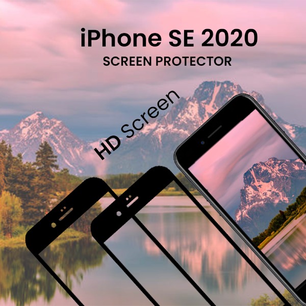 2-Pack iPhone SE 2020 Svart - Härdat Glas 9H - Super Kvalitet 3D