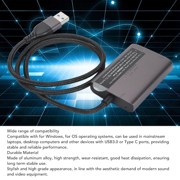 USB till HD Multimedia Interface Adapter HD 1080P Portabel USB3.0 Typ C till Dubbel HD Multimedia Interface Adapter för Dubbel Skärmvisning