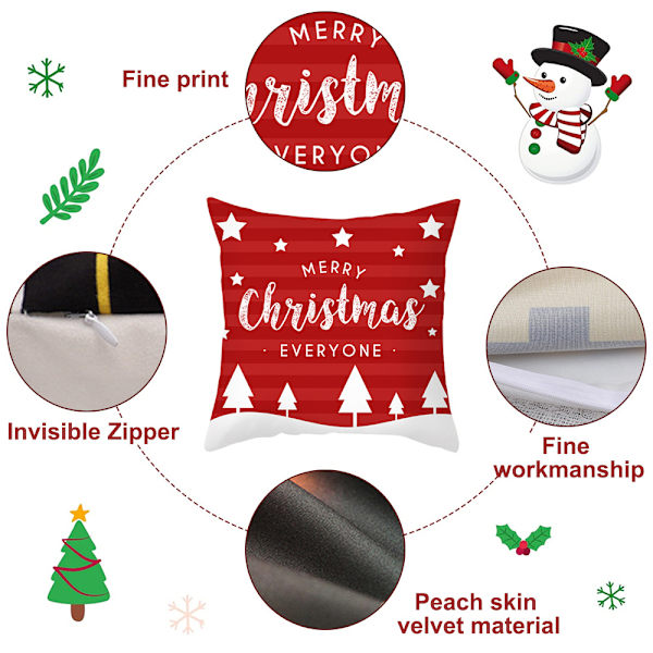 Decorative Pillowcase Cushion Cover for Sofa Couch Christmas