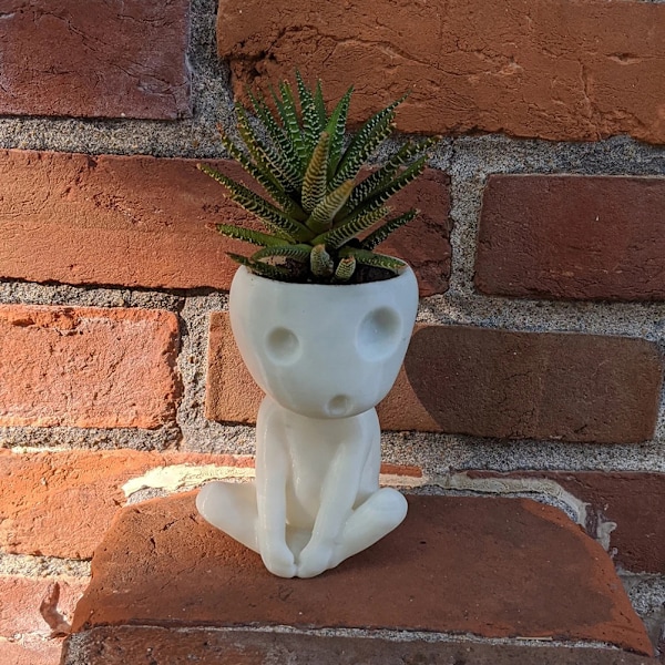 Luminous Face Planter Pot Head Blomkruka Söta Harts Succulent