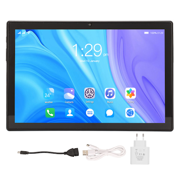 10-tums Tablet 6G RAM 128G ROM 1920x1200 IPS-skärm Silvergrå 4G Samtalstablet för Android 11 100‑240V EU-kontakt