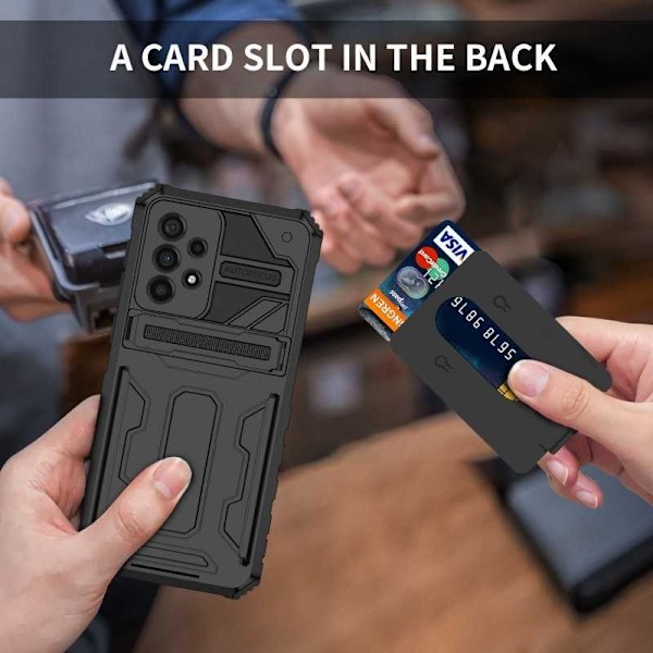 Samsung A13 4G Stöttåligt Skal Kickstand & Kortfack ThinArmor V3 Svart