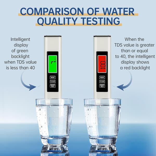 4-i-1 Digital TDS-mätare – Vattenkvalitetstestare | EC, temperatur (℃/℉) & 0-9999 ppm för dricksvatten, akvarier & RO-RODI-system (Vit)