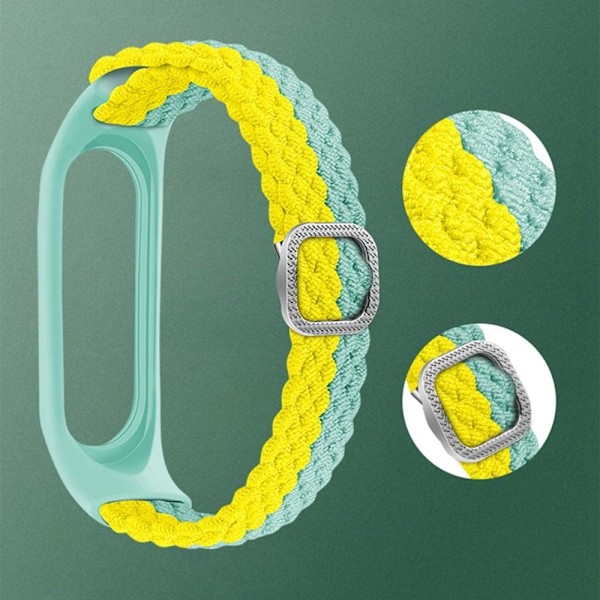 Xiaomi Mi Smart Band 6 / 5 / 4 nylonfärgad kontrast klockarmband - Svart / Vit multifärg