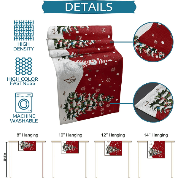 Christmas Table Runner, Christmas Snowflake Elk Rustic Table