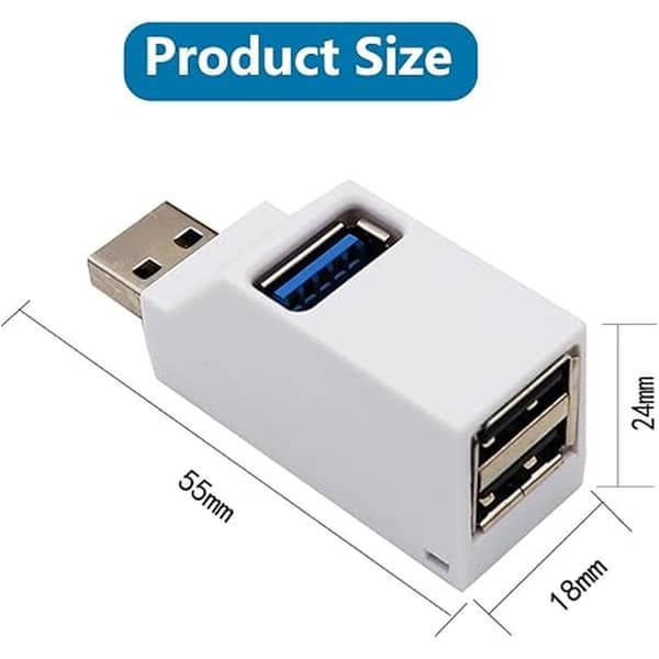 1 st USB-hubb, 3-portars USB-splitter, USB 3.0 höghastighetssplitter (vit)