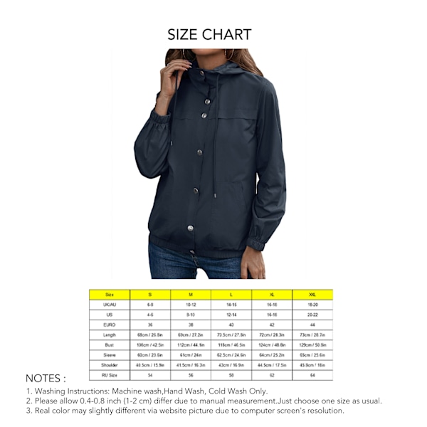 Dam Huva Full Zip Jacka Dragsko Långärmad Knäppning Casual Full Zip Ytterkläder Purpurblå XXL