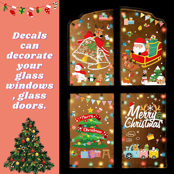 Re-appliable Christmas Window Decorations, Popular and Classic