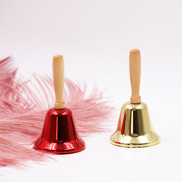 Super Loud Solid Hand Call Bell Wooden Handle Christmas Hand