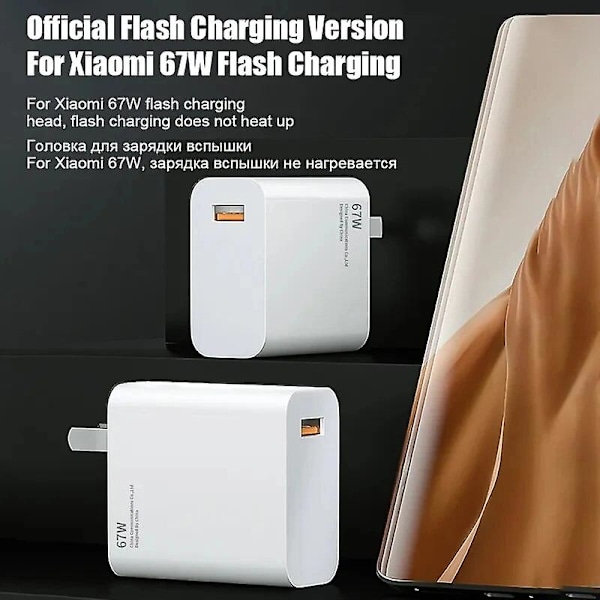 För Xiaomi 67W USB Super Fast Charger Power Adapter Mi 12 11 6A Typ C-kabel POCO X5 X4 Pro Redmi Note 9 10 11 Laddning
