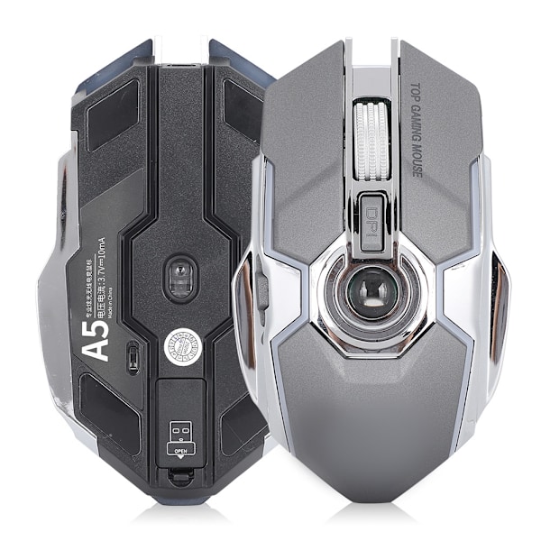 Trådlös Gamingmus Portabel 2.4GHz 1600DPI Tyst USB Optisk Laptop Desktop Datormus Grå