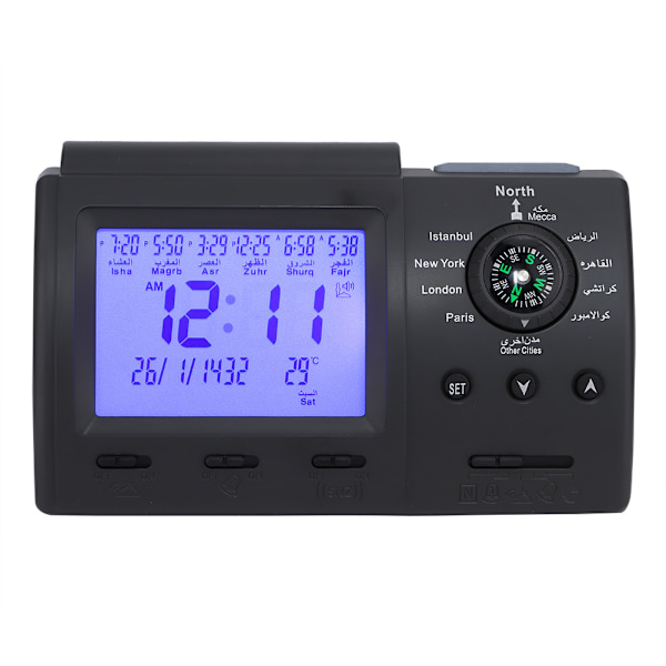 LCD Azan Klocka Bönetimer Digital Bordsur Klocka Mulsim Bön