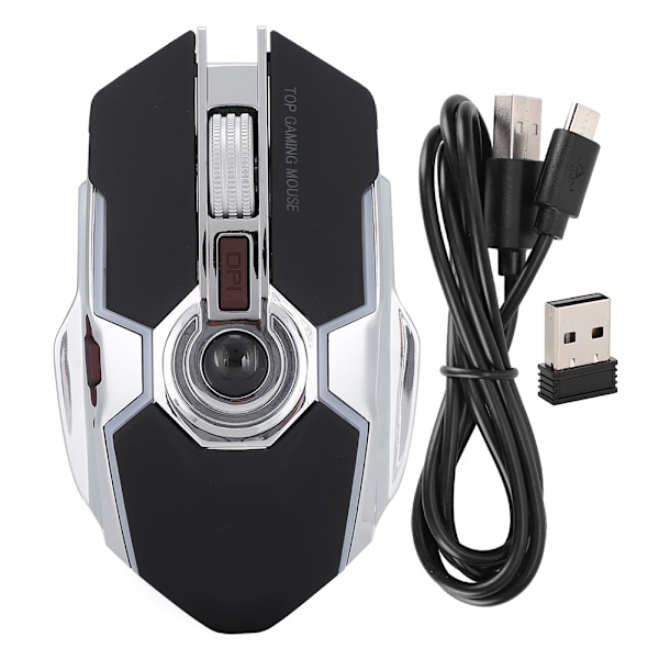 Trådlös Gamingmus Portabel 2.4GHz 1600DPI Tyst USB Optisk Laptop Desktop Datormus Svart