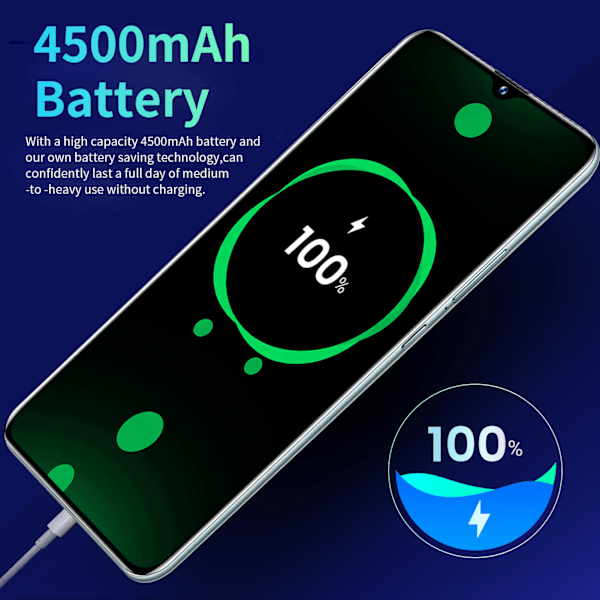 K60 6,53 tum Smartphone 8GB RAM 128GB ROM för Android 12 5G Wifi Mobiltelefon Stöd 4G Nätverk 100‑240V Grön EU-kontakt